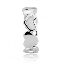 Stříbrný prsten 925 - propojená plná a prázdná srdce