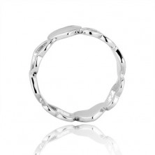 Stříbrný prsten 925 - propojená plná a prázdná srdce