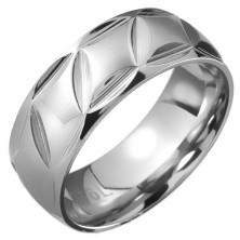 Prsten z oceli - zrnkové prohlubně a kosočtverce