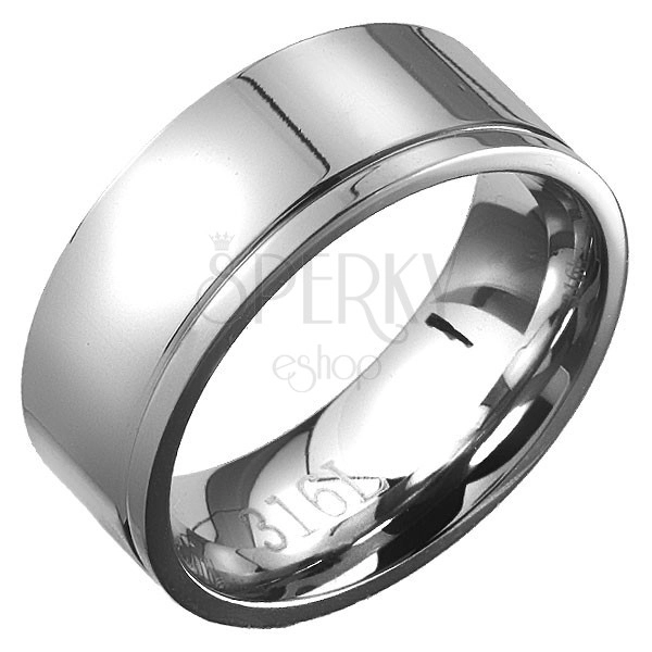 Prsten z oceli - obroučka s rýhou podél obvodu
