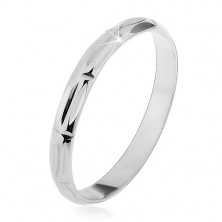 Prsten ze stříbra 925 - svislé a horizontální zářezy, lesklý povrch