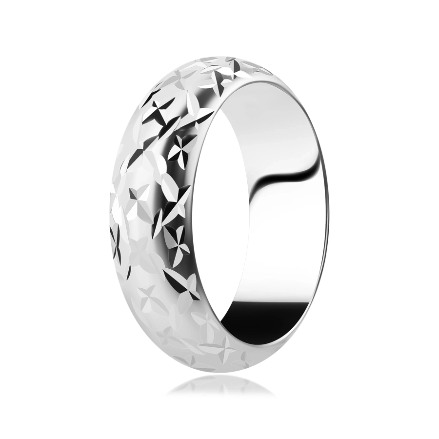 Stříbrný lesklý prsten 925 - gravírované hvězdičky - Velikost: 50