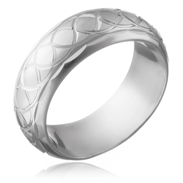 Stříbrný prsten 925 - gravírovaná proplétaná očka - Velikost: 55