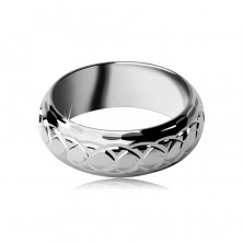 Stříbrný prsten 925 - gravírovaná proplétaná očka