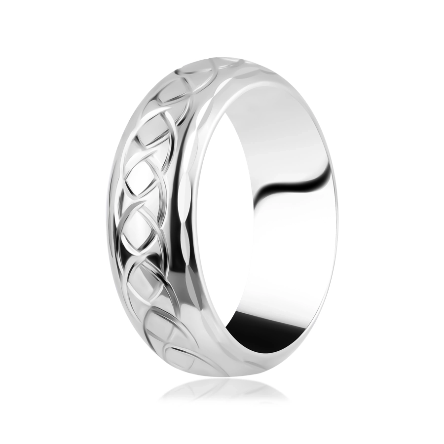 Stříbrný prsten 925 - gravírovaná proplétaná očka - Velikost: 53