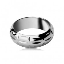 Prsten ze stříbra 925 - lesklé zářezy, kolmo uložené prohlubinky