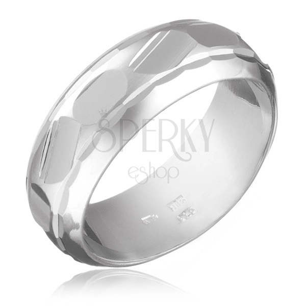 Prsten ze stříbra 925 - broušené nepravidelné tvary uprostřed