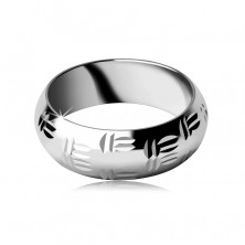 Stříbrný prsten 925 - indiánský motiv, dvojité zářezy
