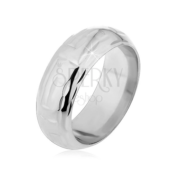 Stříbrný prsten 925 - zářezy ve tvaru L tvořící labyrint