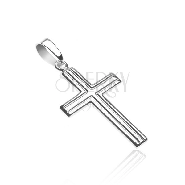 Křížek ze stříbra 925 - dvojité rovnoběžné pásy