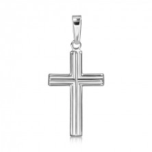 Křížek ze stříbra 925 - dvojité rovnoběžné pásy