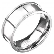Ocelový prsten - stříbrná obroučka s vyvýšeným lemem