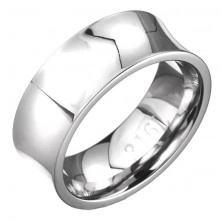 Ocelový prsten - zrcadlově lesklý s prohlubní, stříbrný
