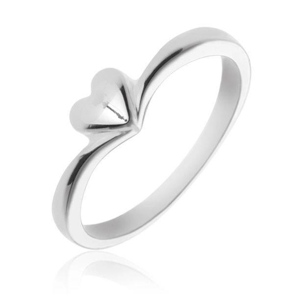 Jednoduchý stříbrný prsten 925 se srdíčkem - Velikost: 60
