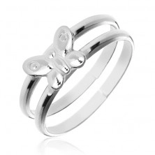 Prsten ze stříbra 925 - dvojitý prstýnek s motýlem uprostřed