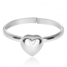 Stříbrný prsten 925 s vystouplým plným srdcem