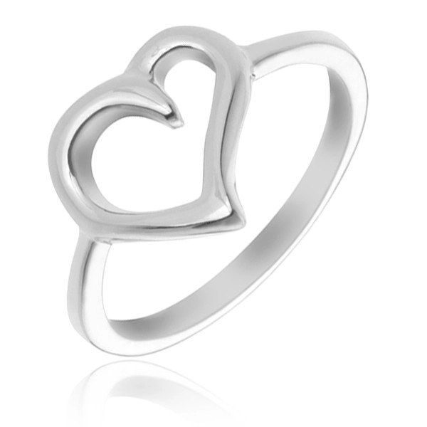 Prsten ze stříbra 925 - obrys nepravidelného srdce - Velikost: 49