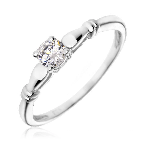 Stříbrný zásnubní prsten 925 - čirý zirkon, dvojité prstence - Velikost: 52