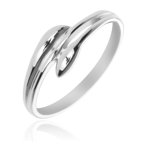 Stříbrný prsten 925 - rozvětvená ramena v podobě listů - Velikost: 49