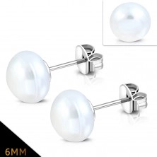 Puzetové ocelové náušnice s kuličkami v podobě bílé perličky