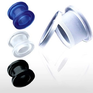 Tunnel do ucha UV akrylový se šroubkem - Tloušťka : 12 mm, Barva piercing: Modrá