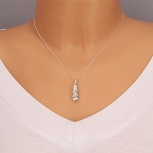 Stříbrný náhrdelník 925 - tři zirkony ve složené objímce