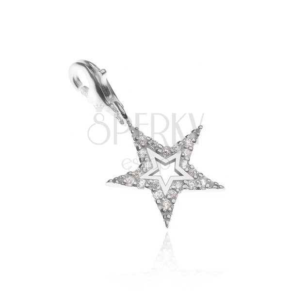 Přívěsek na náramek ze stříbra 925 - třpytivá hvězda s výsekem