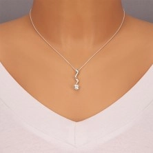 Stříbrný náhrdelník - blesk ukončený čirým zirkonem, stříbro 925