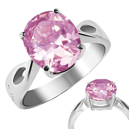 Prsten z oceli - růžový kámen \