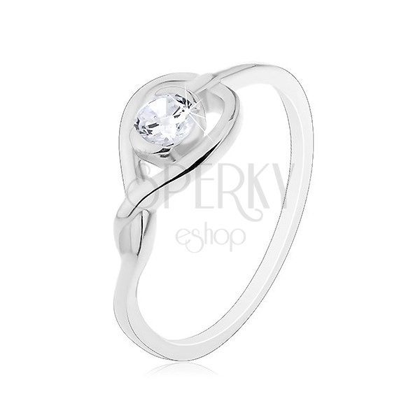 Prsten ze stříbra 925 - překřížená silueta srdce se zirkonem