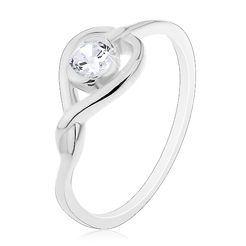 Prsten ze stříbra 925 - překřížená silueta srdce se zirkonem - Velikost: 63