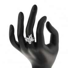 Prsten ze stříbra 925 - zaoblený třpytivý zirkonový motýl
