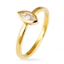 Prsten ze stříbra 925 - vystouplý zirkon v zrnkové obruči, zlatý odstín