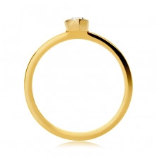 Prsten ze stříbra 925 - vystouplý zirkon v zrnkové obruči, zlatý odstín