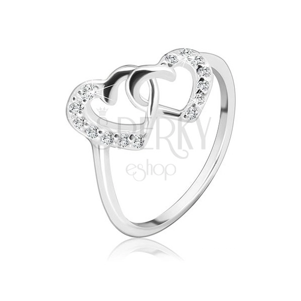 Stříbrný prsten 925 - propletená srdce vykládaná zirkony