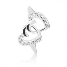 Stříbrný prsten 925 - propletená srdce vykládaná zirkony