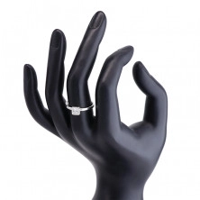 Stříbrný prsten 925 - vystouplý čtvercový zirkon v objímce