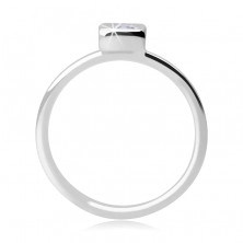 Stříbrný prsten 925 - vystouplý čtvercový zirkon v objímce