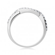 Prsten ze stříbra 925 - proplétaný vzor s čirými zirkony