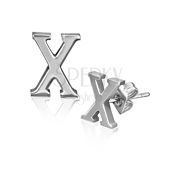 Ocelové náušnice - hladký tvar písmene X