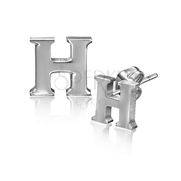 Ocelové náušnice - tvar písmene H, puzetky