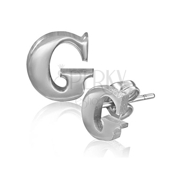 Náušnice z oceli - hladké písmeno G, puzetky