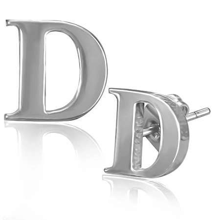 Ocelové náušničky - písmeno D, puzetky