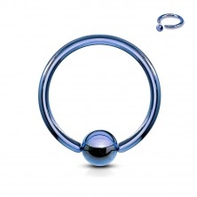 Titanový piercing - kroužek s lesklou kuličkou uprostřed