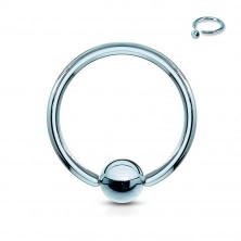 Titanový piercing - kroužek s lesklou kuličkou uprostřed