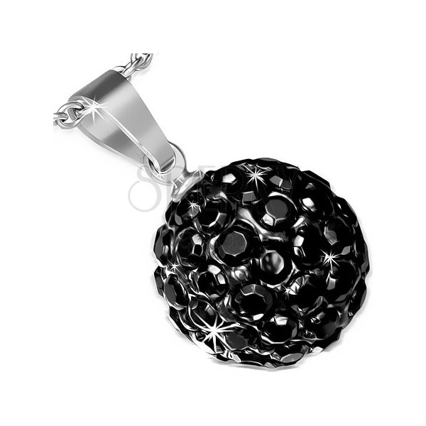 Ocelový přívěsek - SHAMBALLA kulička v černé barvě